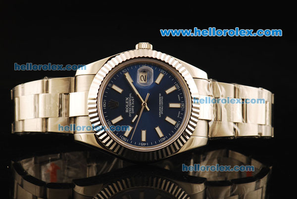 Rolex Datejust II Rolex 3135 Automatic Movement Full Steel with Blue Dial and White Stick Markers - Click Image to Close